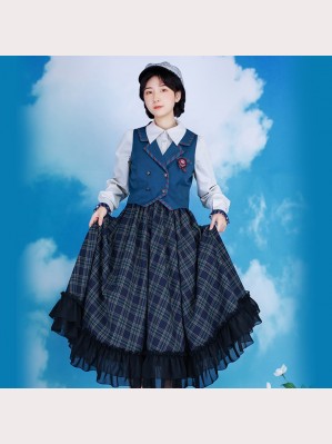 Dim Impression Lolita Style Blouse + Vest + Skirt Full Set by Withpuji (WJ36)